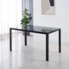 5 Pieces Dining Set, Table Metal Leg Mid-Century Dining Table For 4 - 6 People With Glass Table Top, Pedestal Dining Table, End Table Leisure Coffee Table - Black - Image 4