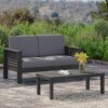 Acacia Wood Outdoor Loveseat And Coffee Table Set With Cushions - Dark Gray - Image 18