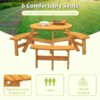 6 Person Circular Outdoor Wooden Picnic Table For Patio, Backyard, Garden, Diy With 3 Built-In Benches, 1720Lb Capacity - Natural - Image 3