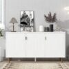 Modern TV Stand With 3 Doors And Adjustable Shelves For Living Room, Fits TVs Up To 70" - White - Image 3