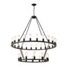 Extra Large Wagon Wheel Chandelier, 2 Tier 36 Lights (No Include) Farmhouse Industrial Round High Ceiling Pendant Light Adjustable Chain, For Dining Room, Living Room, Kitchen - Black - Image 14