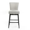 Quicksilvered - Upholstered Swivel Counter Stool With Wood Legs - Beige - Image 4