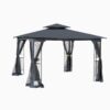 10 X 10 Ft Patio Gazebo Tent With Ventilated Double Roof And Mosquito Net Canopy For Backyard Or Garden - Gray - Image 4