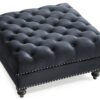 Elegant Traditional Upholstered Ottoman For Living Spaces - Black - Image 4