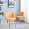 Modern Dining Chair (Set of 2) With Iron Tube Wood Color Legs, Shorthair Cushions And Comfortable Backrest, Suitable For Dining Room, Living Room, Cafe, Simple Structure - Yellow - Image 14