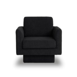 360° Modern Swivel Accent Chair Round Armchair, Thick Padded Single Lounge Sofa Upholstered Comfy - Black