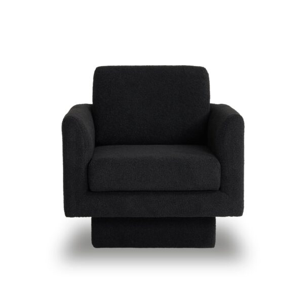 360° Modern Swivel Accent Chair Round Armchair, Thick Padded Single Lounge Sofa Upholstered Comfy - Black