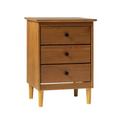 Classic 3 Drawer Solid Wood Nightstand - Caramel