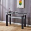Console Table, Tempered Glass Top, Modern Foyer Area Table - Black - Image 2