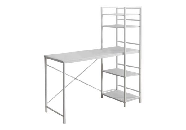 Computer Desk For Home Office, Laptop, Storage Shelves, Contemporary And Convenient Design - White
