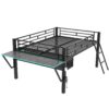 Full Size Modern Gaming Mid Loft Bed With Desk And LED Lights - Black - Image 6