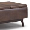 Owen - Tray Top Small Coffee Table Storage Ottoman - Distressed Chestnut Brown - Image 4