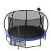 12Ft Recreational Kids Trampoline With Safety Enclosure Net & Ladder, Outdoor Recreational Trampolines - Blue - Image 2