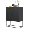 Heavy Duty Metal Buffet Sideboard Modern Steel Storage Cabinet With 2 Shelves, Free Standing Accent Cabinet With Magnetic Doors For Bedroom, Kitchen, And Home Office, Anti-Tip Design - Black - Image 9