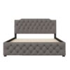 Queen Size Upholstered Platform Bed With Twin Size Trundle And 2 Sets Of USB Ports On Each Side - Gray - Image 3