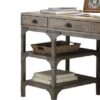 Gorden - Weathered Antique Metal Writing Desk - Oak - Image 2