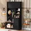 Modern Entryway Bench With Coat Rack, 3 Shelves And Drawers, 3 Sturdy Hooks, Wide Hall Tree With Storage Bench For Hallway - Black - Image 7