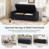 Textured Fabric Ottoman Bench With Hinged Lid - Dark Blue - Image 6