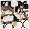 4 Light Square Kitchen Island Lights Ceiling Light Farmhouse Dining Room Light Fixture, Wood And Metal Rectangular Ceiling Light, Ceiling Lighting For Living Room, Conference Room, Home Office - Black - Image 11