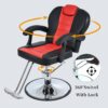 Classic Reclining Barber Chair Salon Chair For Hair Stylist With Heavy Duty Hydraulic Pump, 360° Rotation, Tattoo Chair Shampoo Beauty Salon Equipment, Max Load Weight 330 Lbs - Red / Black - Image 6