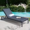 Modern Aluminum Chaise Lounge With Water Resistant Fabric Cushions - Dark Gray - Image 6