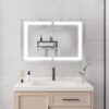 Bathroom Medicine Cabinet With Lights, LED Medicine Cabinet With Mirror, Wall Cabinet With Shelves, Double Door Lighted Medicine Cabinet With Defogger, Dimmable, Wall Mount - Silver - Image 6