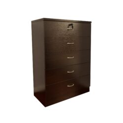 5 Drawer Chest Metal Handles Locking Top Drawer Metal Glide Rails Melamine Laminate - Red Cocoa Espresso