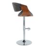 Curvo - Mid-Century Modern Adjustable Barstool With Swivel With Rounded T Footrest (Set of 2) - Chrome / Walnut / Charcoal - Image 3