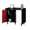 Modern Sideboard Buffet Cabinet With Doors And Unique Panel Styling - Black / Red - Image 19