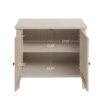 2 Door Carved Storage Cabinet With Adjustable Shelf, Accent Furniture For Living Room, Hallway, Kitchen - Natural - Image 8