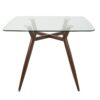 Clara - Mid-Century Modern Square Dining Table - Walnut / Clear - Image 2