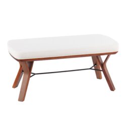 Folia - Mid-Century Modern Bench - Walnut / Cream
