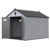 1 Resin Plastic Storage Shed For Backyard Garden With Spire Tool Storage - Black / Gray - Image 12