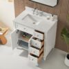 Freestanding Single Sink Bathroom Vanity With Solid Wood Construction And Engineered Marble Top - White - Image 5
