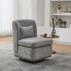 Modern Cushioned Armless Metal Base 360 Degree Swivel Chair With Pillow, Suitable For Living Room, Family Room, Bedroom, Lounge Area, Office - Gray - Image 5