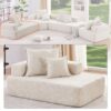 Lounge Frame For Oversized Modular U Shaped Sectional Floor Couch Convertible Compressed Couch, Spacious Foam Filled Sofa - Beige - Image 4