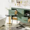 Bathroom Vanity With Resin Sink Combo Set, Modern Freestanding Single Bathroom Cabinet With 2 Drawers & 2 Storage Compartments, Storage Cabinet For Bathroom, Frame Vanity Set - Green - Image 21