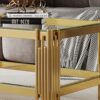 Top And Bottom Double Layer Tempered Glass Coffee Table And Mirror Finished Stainless Steel Frame - Gold - Image 5