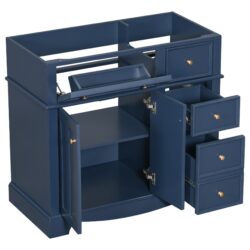 Bathroom Vanity Without Basin Sink, Frame Bathroom Storage Cabinet, Freestanding Vanity With 3 Drawers & Adjustable Shelf (Not Include Basin Sink) - Blue
