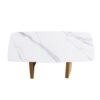 70.87" Modern Artificial Stone White Curved Metal Leg Dining Table - White / Gold - Image 4