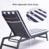 Outdoor Lounge Chair Cushion Replacement Patio Funiture Seat Cushion Chaise Lounge Cushion - Blue Striped - Image 4