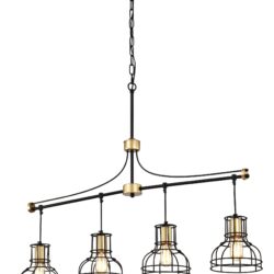 Dining Room Light Fixture / Chandelier Table, 40 -" Hanging For Farmhouse Linear Chandeliers, 5 Light Kitchen Island Lighting Ceiling Chandelier, With Metal Lampshade - Gold / Matte Black