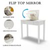 Vanity Table With LED Lights, Flip-Top Mirror And 2 Drawers, Jewelry Storage - Chic White - Image 17