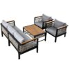 4 Pieces Outdoor Sectional Sofa Set 5 Person Patio Seating Group Outdoor Conversation Set With Cushions And A Coffee Table For Patios, Gardens, Or Balcony - Gray - Image 22