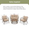 Bohemia-Inspired 4 Person Outdoor Seating Group With Removable Cushions, Conversation Patio Set With Wood Tabletop - Beige - Image 17