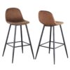 Bar Stools (Set of 2) Velvet Barstool Modern Counter Bar Height Chair With Back, Sturdy Metal Legs & Footrests, Island Stool For Kitchen Bar - Brown - Image 11