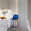 Bar Stools (Set of 2) Velvet Barstool Modern Counter Bar Height Chair With Back, Sturdy Metal Legs & Footrests, Island Stool For Kitchen Bar - Blue - Image 19