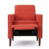 Macedonia - Mid Century Modern Button Tufted Fabric Recliner - Orange - Image 14
