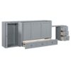 Queen Size Murphy Bed With USB Port, Large Drawer, And Wardrobe / Desk Combo Versatile Cabinet Bed - Gray - Image 4