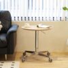 Movable Adjustable Coffee Table 360 Swivel Counter Bar Height Aluminum Star Base Movable For End Table Dining Room Home Kitchen Table - Natural Wood - Image 7